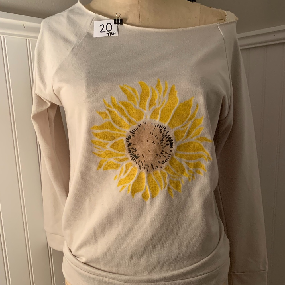 Over the shoulder handmade sunflower top